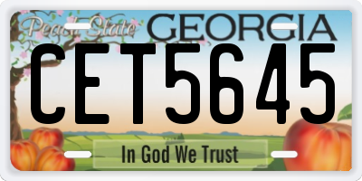 GA license plate CET5645