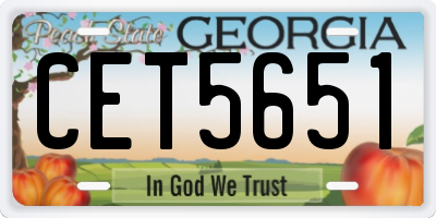 GA license plate CET5651