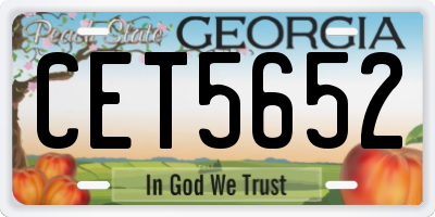 GA license plate CET5652