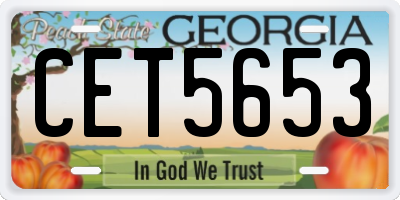 GA license plate CET5653