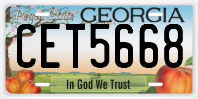 GA license plate CET5668