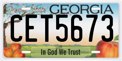 GA license plate CET5673