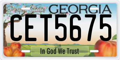 GA license plate CET5675