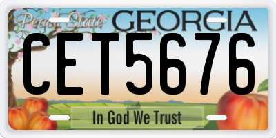 GA license plate CET5676