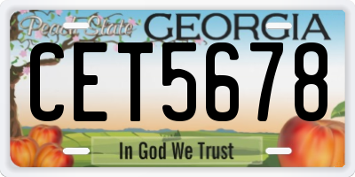 GA license plate CET5678