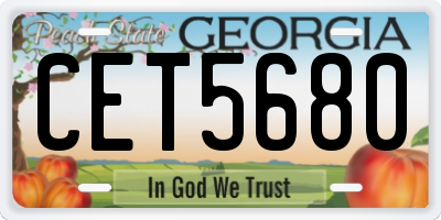 GA license plate CET5680