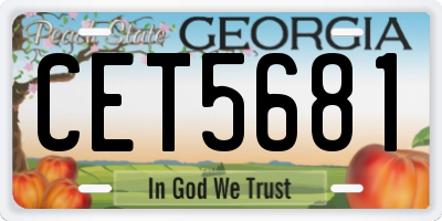 GA license plate CET5681