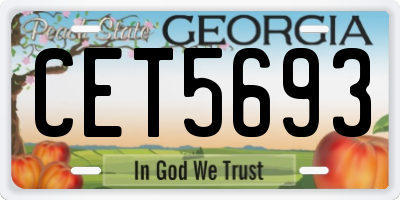 GA license plate CET5693