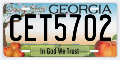 GA license plate CET5702