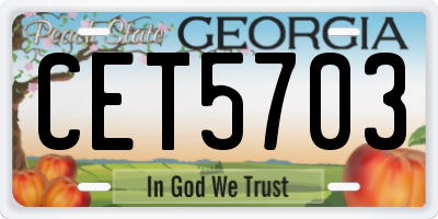 GA license plate CET5703