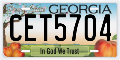 GA license plate CET5704