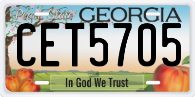 GA license plate CET5705