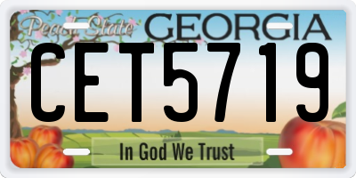GA license plate CET5719