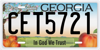 GA license plate CET5721