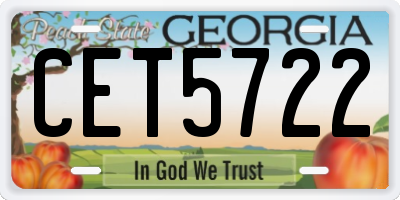 GA license plate CET5722