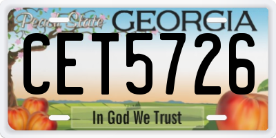 GA license plate CET5726