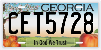 GA license plate CET5728