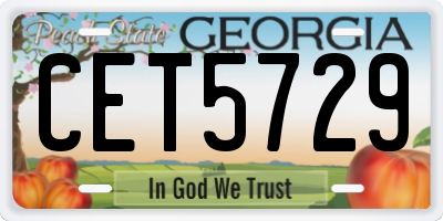 GA license plate CET5729