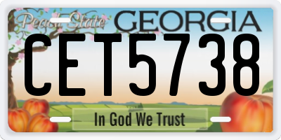 GA license plate CET5738