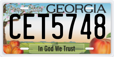 GA license plate CET5748