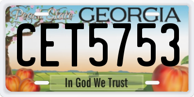 GA license plate CET5753