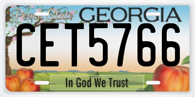 GA license plate CET5766