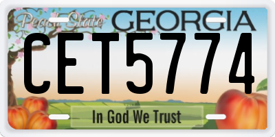 GA license plate CET5774