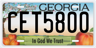 GA license plate CET5800