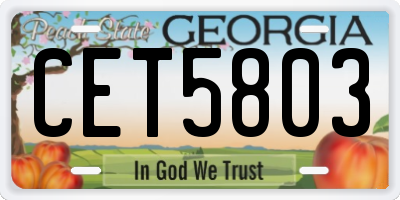 GA license plate CET5803