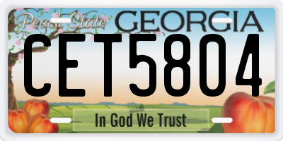 GA license plate CET5804