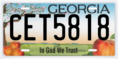 GA license plate CET5818