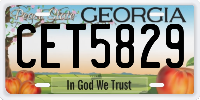 GA license plate CET5829