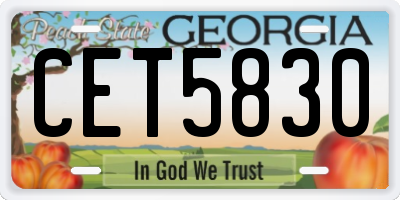GA license plate CET5830