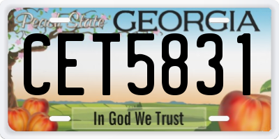 GA license plate CET5831