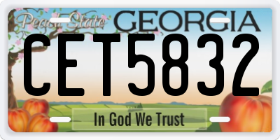 GA license plate CET5832