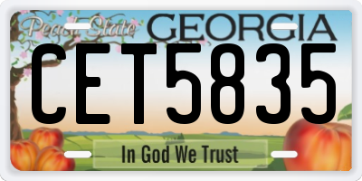 GA license plate CET5835