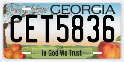 GA license plate CET5836