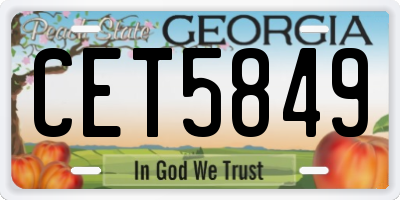 GA license plate CET5849