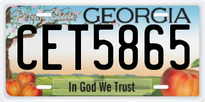 GA license plate CET5865