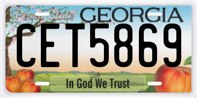 GA license plate CET5869