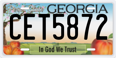 GA license plate CET5872