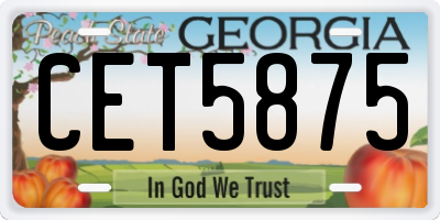 GA license plate CET5875