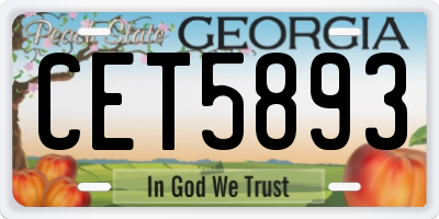 GA license plate CET5893
