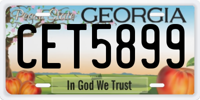 GA license plate CET5899
