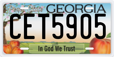 GA license plate CET5905