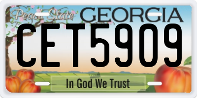 GA license plate CET5909