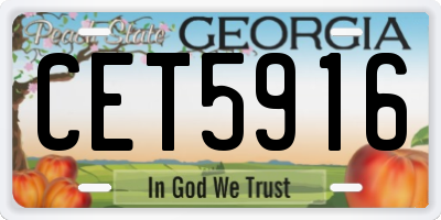GA license plate CET5916