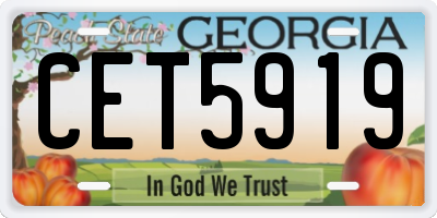 GA license plate CET5919