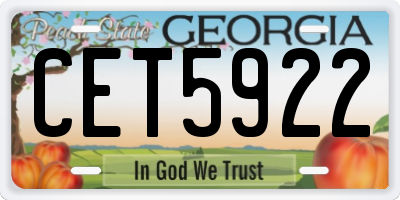 GA license plate CET5922