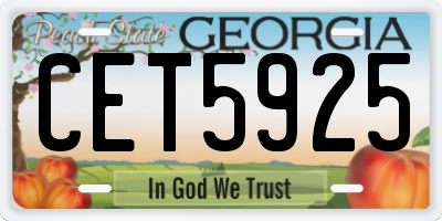 GA license plate CET5925